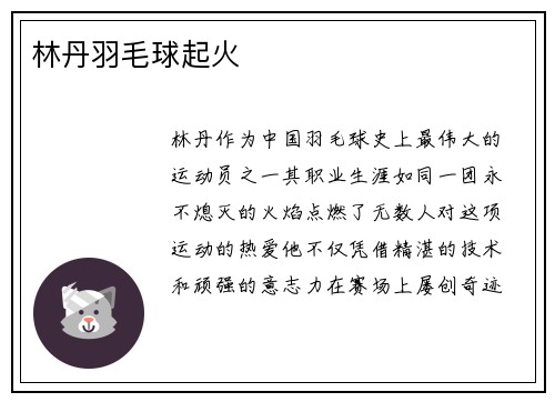 林丹羽毛球起火